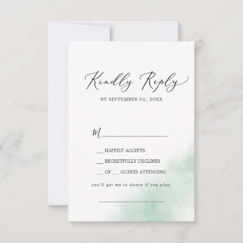 Watercolor Wash  Green Song Request RSVP Card