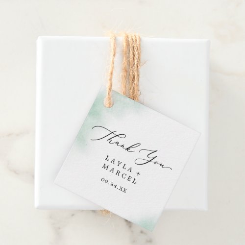 Watercolor Wash  Green Thank You Favor Tags