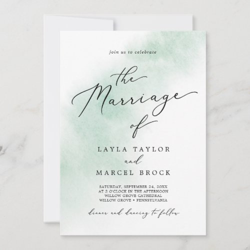 Watercolor Wash  Green The Marriage Of Invitation