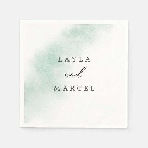 Watercolor Wash  Green Wedding Napkins