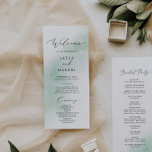Watercolor Wash | Green Wedding Program<br><div class="desc">This watercolor wash green wedding program is perfect for a modern wedding. The simple and classic design features a splash of pastel sage green water color with minimalist elegant style. Include the name of the bride and groom, the wedding date and location, thank you message, order of service, bridal party...</div>