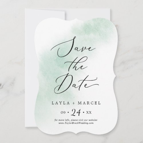 Watercolor Wash  Green Wedding Save The Date