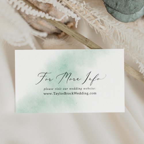 Watercolor Wash  Green Wedding Website Enclosure Card