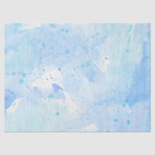 Watercolor Wash Modern Simple Aqua Sky Blue White Tissue Paper