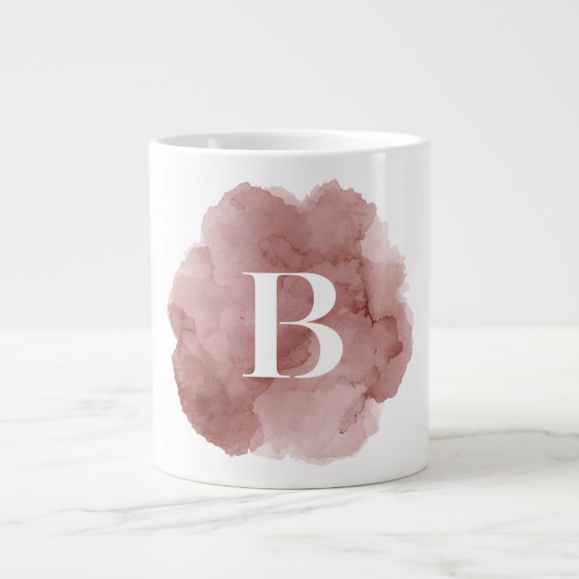 Watercolor Wash Monogram Personalized Initial Arti Giant Coffee Mug (Front)