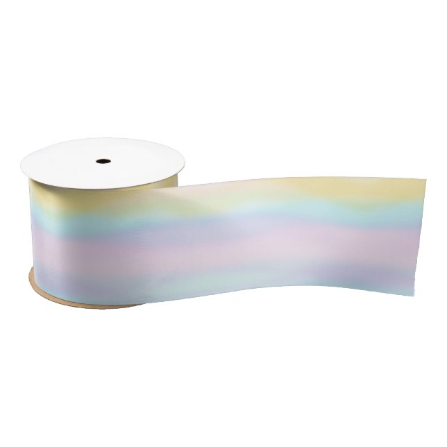 Watercolor Wash Pastel Stripes Spring Easter Satin Ribbon (Spool)