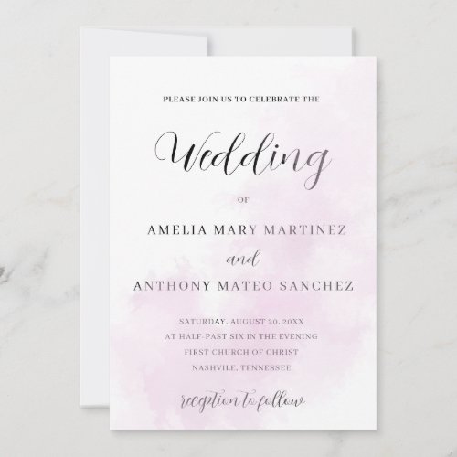 Watercolor Wash Pink the Wedding of Invitation