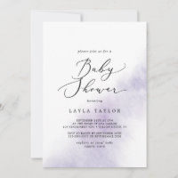 Watercolor Wash | Purple Baby Shower Invitation