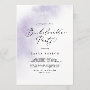 Watercolor Wash Purple Bachelorette Party Invitation