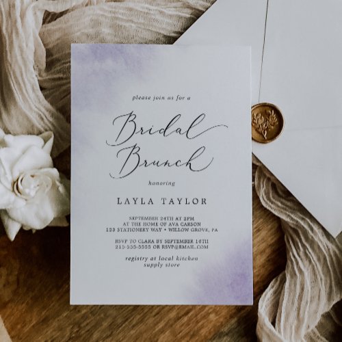 Watercolor Wash  Purple Bridal Brunch Invitation