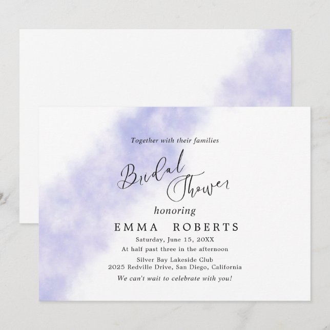 Watercolor Wash | Purple Bridal Shower Invitation (Front/Back)