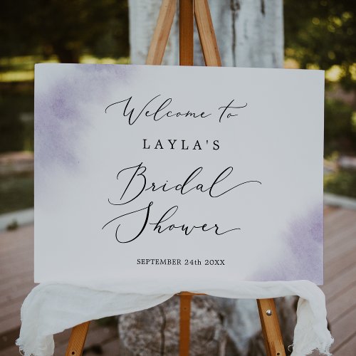 Watercolor Wash  Purple Bridal Shower Welcome Foam Board