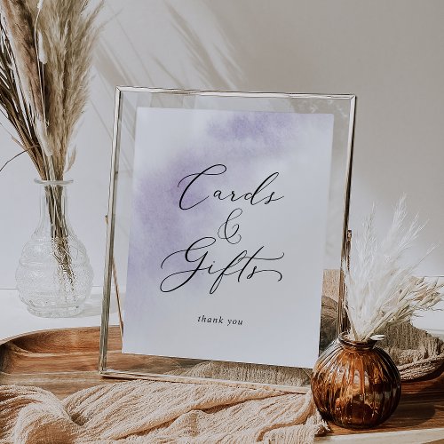 Watercolor Wash  Purple Cards and Gifts Sign