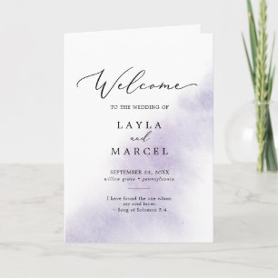 Watercolor Wash Purple Folded Wedding Program