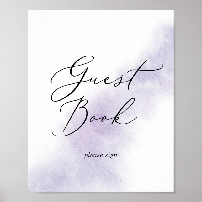 Watercolor Wash | Purple Guest Book Sign (Front)