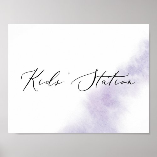 Watercolor Wash  Purple Horizontal Kids Station Poster