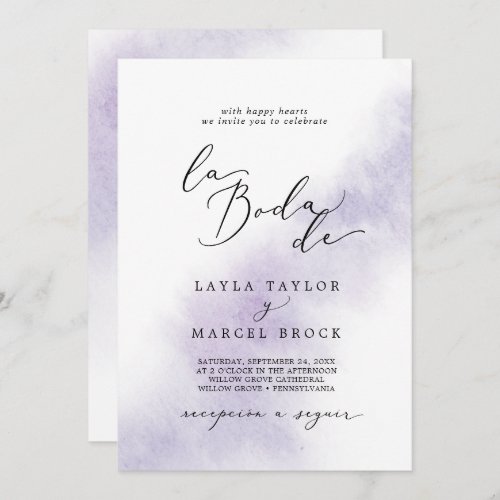 Watercolor Wash  Purple La Boda De Wedding Invitation