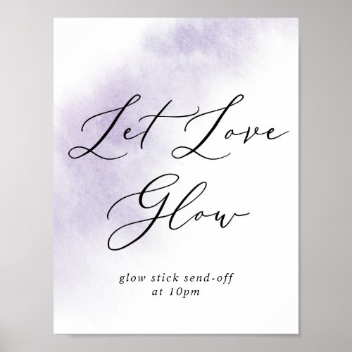 Watercolor Wash  Purple Let Love Glow Sign