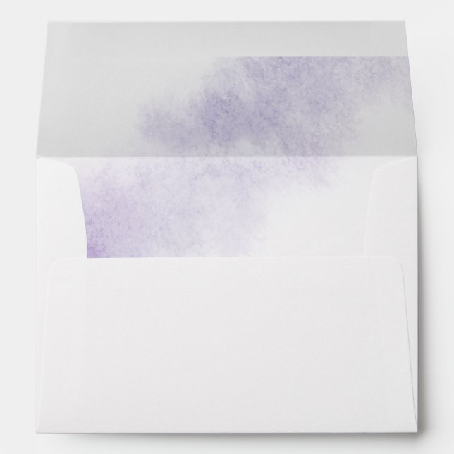 Watercolor Wash | Purple Monogram Wedding Envelope (Back (Bottom))