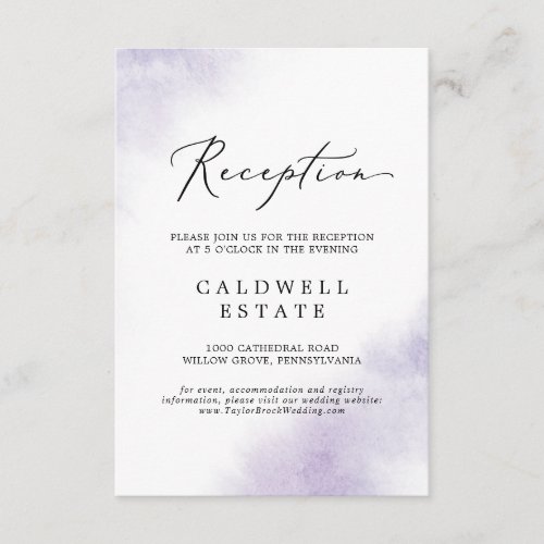 Watercolor Wash  Purple Reception Insert Card
