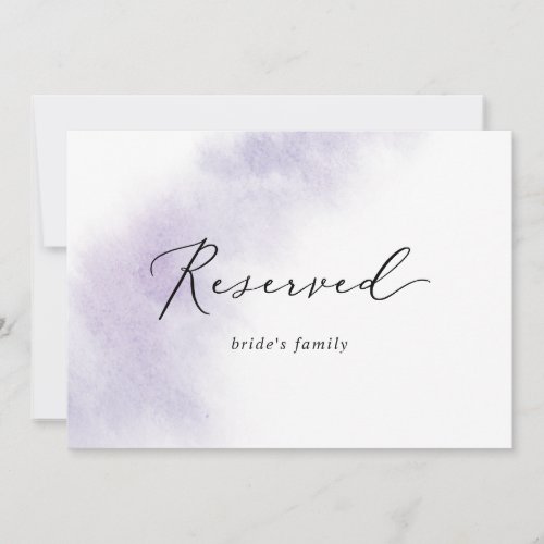 Watercolor Wash  Purple Reserved Sign