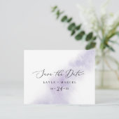 Watercolor Wash | Purple Save the Date Postcard (Standing Front)