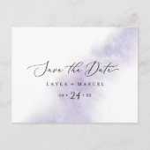 Watercolor Wash | Purple Save the Date Postcard (Front)