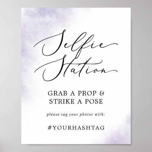 Watercolor Wash Purple Selfie Station Hashtag Sign