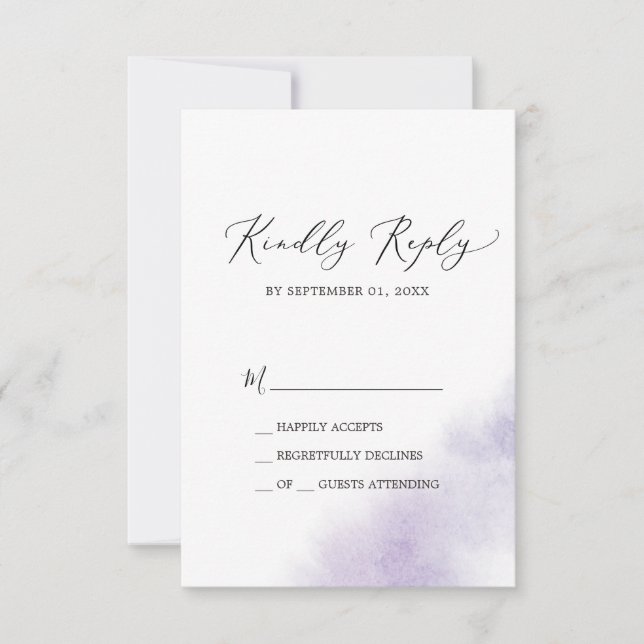 Watercolor Wash | Purple Simple RSVP Card (Front)