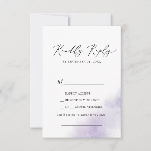 Watercolor Wash  Purple Song Request RSVP Card
