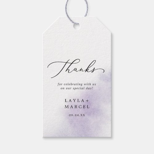 Watercolor Wash  Purple Thank You Favor Gift Tags