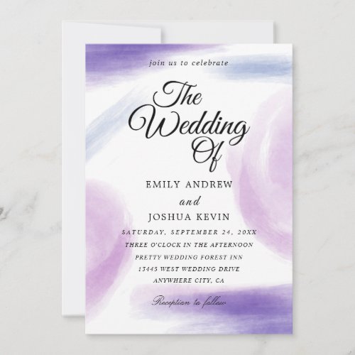 Watercolor Wash  Purple The Wedding  Invitation