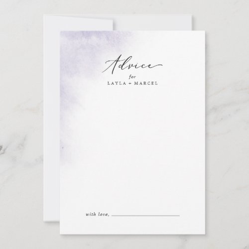 Watercolor Wash  Purple Wedding Advice Card