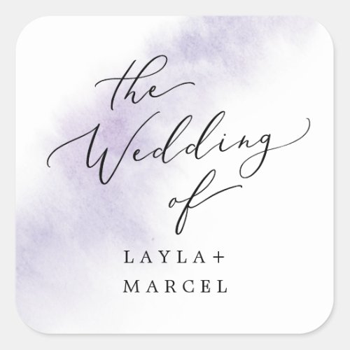 Watercolor Wash  Purple Wedding Envelope Seals