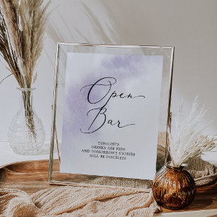 Watercolor Wash   Purple Wedding Open Bar Poster