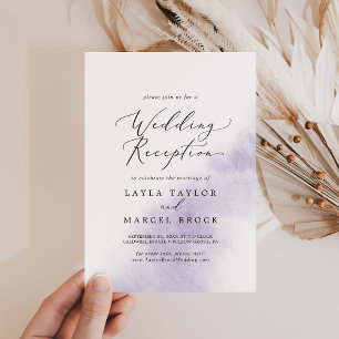 Watercolor Wash Purple Wedding Reception Invitation