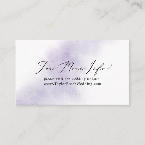 Watercolor Wash  Purple Wedding Website Enclosure Card