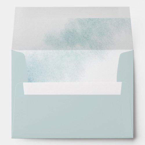 Watercolor Wash  Sea Blue Monogram Wedding Envelope