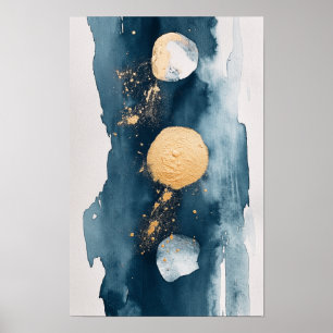 Watercolor wash with circular shapes poster