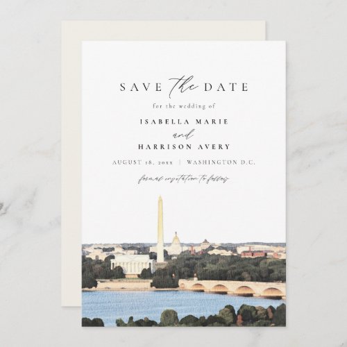 Watercolor Washington Monument DC Save the Date Invitation