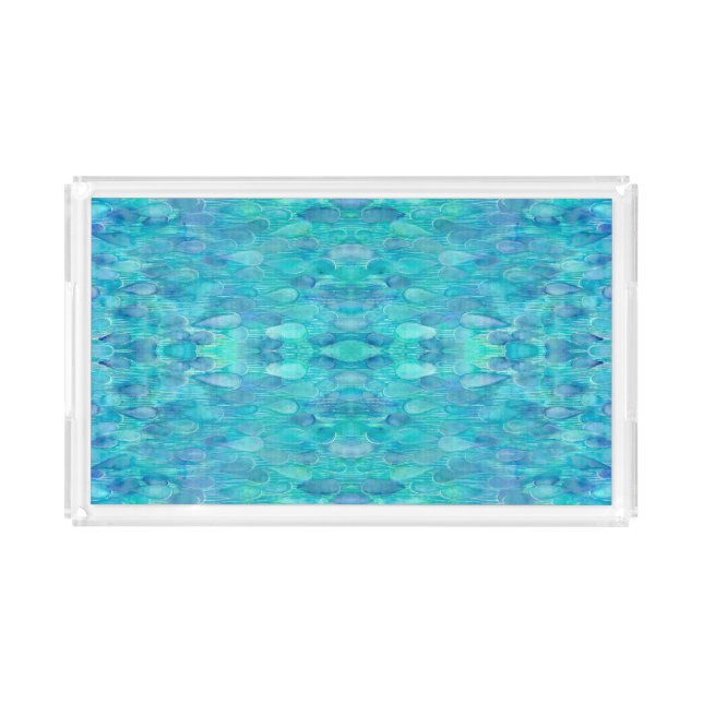 Watercolor Water Droplets Pattern Vanity Tray (Front)