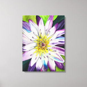Watercolor water lilies fine art canvas print