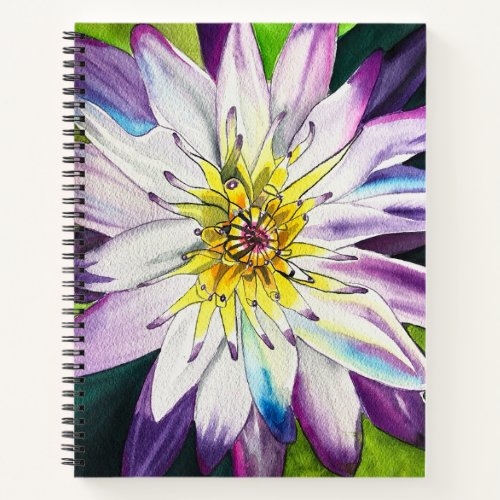 Watercolor water lily fine art notebook