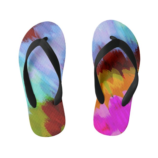 Watercolor waterfall, nature 2 kid's flip flops (Footbed)