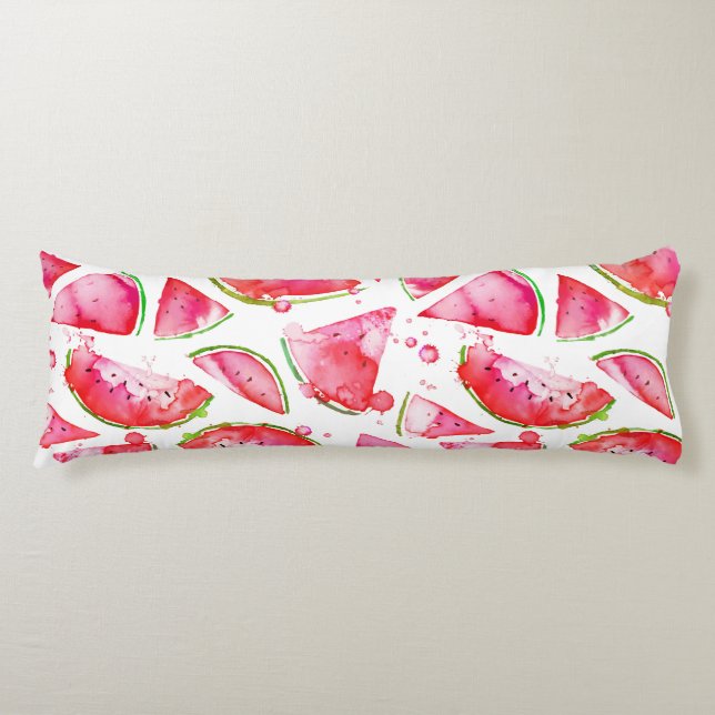 Watercolor Watermelon 1 Body Pillow (Front)