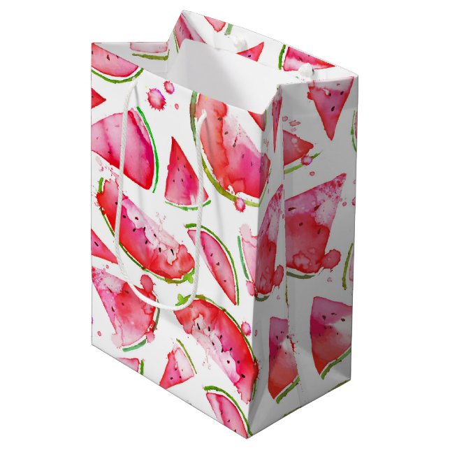 Watercolor Watermelon 1 Medium Gift Bag (Front Angled)