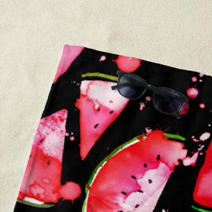 Watercolor Watermelon 2 Beach Towel