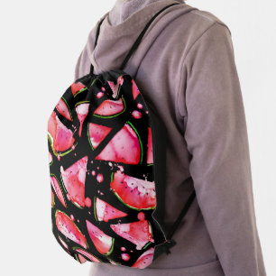 Watercolor Watermelon 2 Drawstring Bag