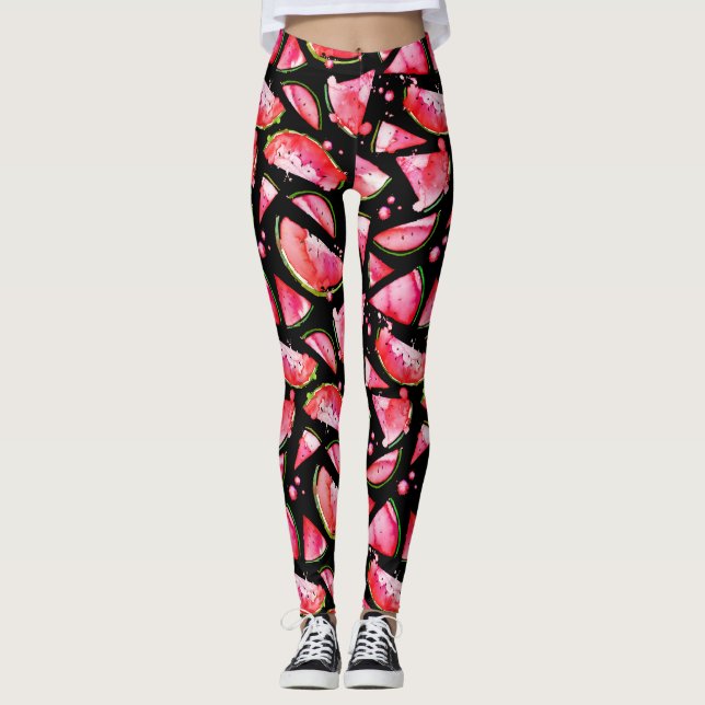 Watercolor Watermelon 2 Leggings (Front)