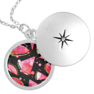 Watercolor Watermelon 2 Locket Necklace